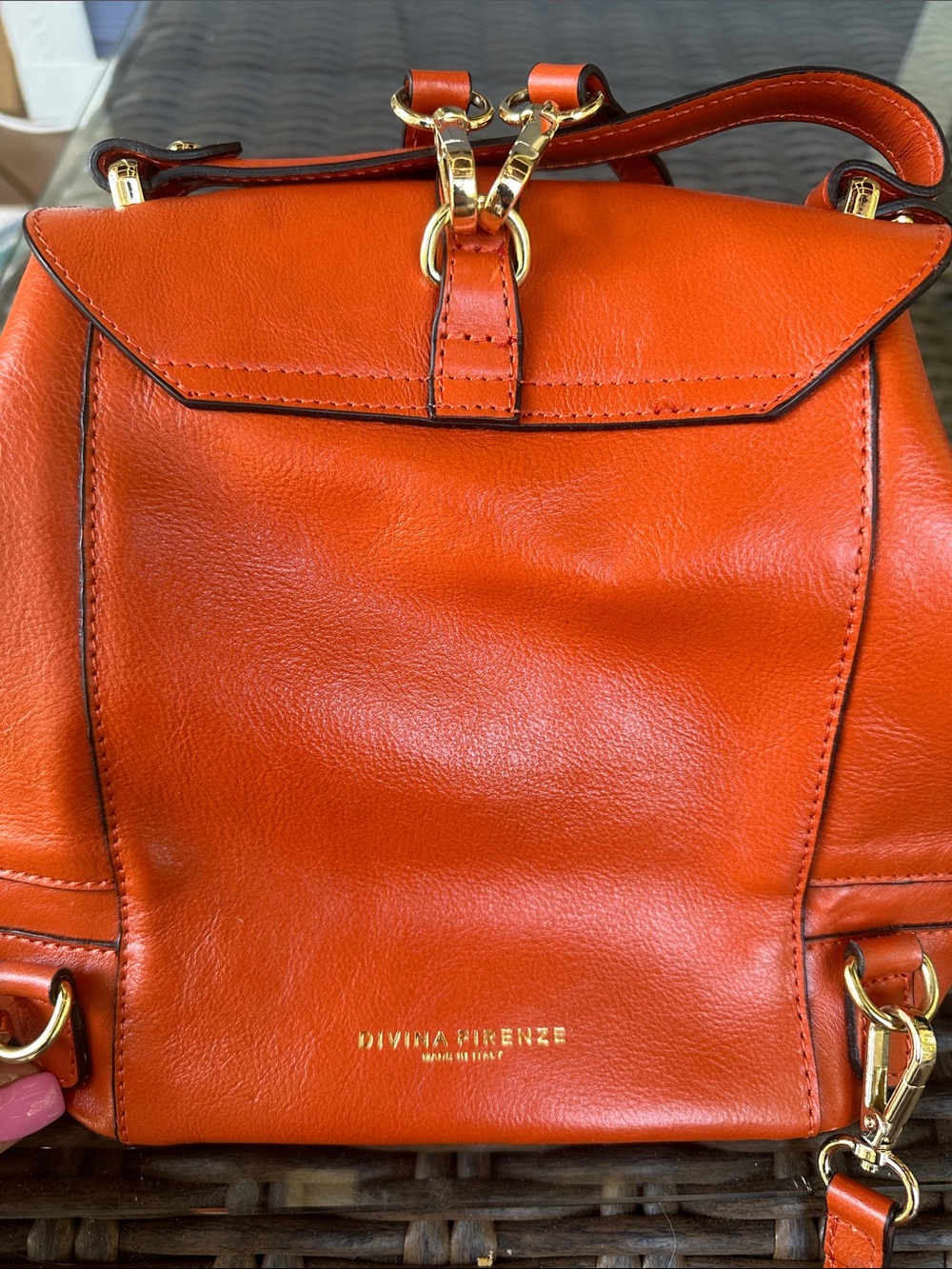Divina Firenze Orange Leather Mini Backpack
